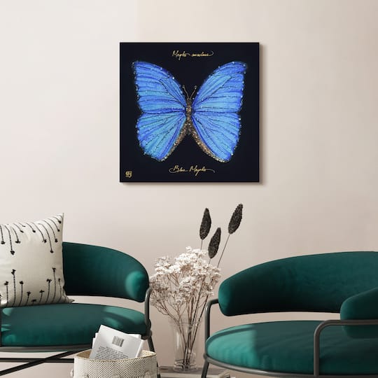Empire Art Direct 24" x 24" Blue Monarch Elegance I Crystallus Gallery Epoxy Coated Wrapped Canvas Wall Art